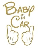 【全16色】人気!ベイビー イン カー ステッカー!Baby in car Sticker/車用/シール/Vinyl/Decal/バイナル/デカール/ステッカー/hands-1 (ゴールド) [並行輸