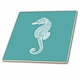 InspirationzStoreビンテージアート – Tealブルータツノオトシゴ印刷Sea Horse Ocean Marineビーチ水族館水生 – タイル 6-Inch-Ceramic ブルー 