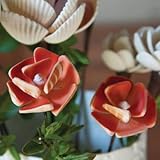ケープ職人によるホワイトand Coral貝花Picks ,セットof 4