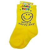 HAVE A HAPPY DAY[新生児足首靴下]ベビークルーソックス/イエロー