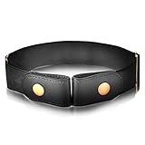 ゴムベルト レディース メンズ ベルト 男女兼用 ウエスト すっきり ノーバックルベルト 裏技ベルト 幅 3cm ユニセックス おしゃれ カジュアル LGTM (ブラック, Mサイズ)