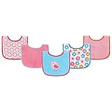 Luvable Friends 5 Piece Drooler Bib with Waterproof Backing, Pink Birdie by Luvable Friends