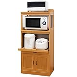 木製スライド棚付きレンジ台 ハイタイプ ホワイト