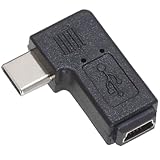 KAUMO USB 変換コネクタ 横向き (MiniUSBメス/Type-Cオス) USB2.0データ転送 横L型 USB-C