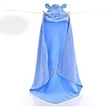 BabyInフード付きバスタオル、キッドガールボーイバスローブタオル、0-6歳に適したソフトフード付きフラネルベビーブランケット (ブルー)