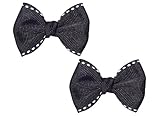 アンナ・Belen Girls " Angela」SmallステッチBorder Grosgrain Bow ( 2ピース) カラー: ブラック