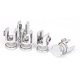 uxcell　ガラスクランプ　調整ねじ　バスルームキャビネットウィンドウ　平坦接続　シルバートーン　5個