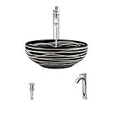 Mr Direct v408 hand-thrownセラミック容器シンク( Bundle – 3 Items :シンク蛇口、、、Pop Up Drain ) 726 シルバー V408-726-C