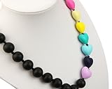 Deeyee Rainbow Heart Baby Teething Nursing Necklace Jewelry - BPA Free and FDA Approved - Black by D