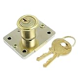 uxcell 引き出し錠　引き出しロック　2鍵付き　2キー　ワットゴールドトーン安全キャビネット　引き出し　デッドボルトロック