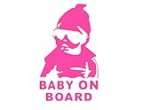 Baby on Boardビニールステッカーデカール 12" x 7.3" ピンク LE