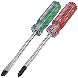 DealMux 2個レッドグリーンプラスチックは6ミリメートルヒントマイナスプラスドライバーセットハンドル