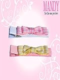 マンディ ベビー ヘアクリップ 2個セット gingham check Hot Pink and yelllow