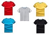 clearly キッズ Tシャツ 5枚 セット 単色 シンプル 赤 青 黄 黒 グレー (100)