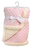 Stephan Baby Super-Soft Reversible Velour Plush or Sherpa Bumpy Blanket, Pink