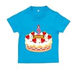 BabyChips Birthday Cake2(名入れ半袖ベビーTシャツ) 70 ターコイズ