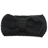 ノーブランド品 2PCS　幼児　赤ちゃん　蝶結び　弾性　かぎ針　編み　ターバン　ヘアバンド　ヘッドバンド　カチューシャ　5色選べる - 黒