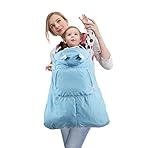 DWSIOOW　多機能　ベビーキャリアカバー　ウィンター　ベビーウォーマー　裏ボア　フート付き　足付き　防寒ケープ　はつ水　ベビーカー抱っこ紐　おんぶ使用可能　春秋冬お出かけ用　出産祝いにも (スカイ