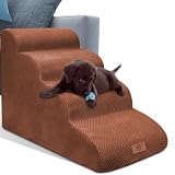 Masthome 犬 階段 犬スロープ階段 ドッグステップ 犬用ステップ 4段 高さ53.5cm 段差解消 ペット用 ステップ 階段 滑り止め 犬用 4段踏み台 安全 カバー取り外し可能 ペット用品 小型犬 室内犬 高齢犬 猫犬に適用 ブラウン グレー ホワイト ブラック ブルー