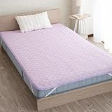 敷パッド 吸水速乾 ワイドキング 紫 パープル 200×205cm タオル地 アゼ織 シャリ感 べたつかない 丸洗いOK 春・夏・秋用 丸洗い ウォッシャブル 敷パット ベッドパッド パッドシーツ