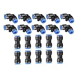 Fenteer 高品質　空気圧コネクタ　6mm　エルボ+ストレート　エア継手　20個セット　お買い得