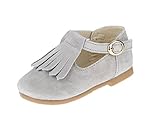 (コ-ランド) Co-land 女の子 シューズ フォーマル 子供靴 プリンセス 靴 フリンジ飾り ドレス用 春秋シューズ 発表会 結婚式 快適 グレー 内寸14cm