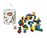 Wooden Blocks - 42 Pc Wood Building Block Set with Carrying Bag and Container (Rainbow Colored) - 10