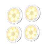PUAroom LED人感センサーナイトライト 電池式 3Mテープ 磁石付き 小型 夜間 4個セット (暖色)