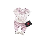 夏Ｔシャツ+パンツ 上下セット 女の子の服 Pojour 1-6歳キッズ用　子供かわいい服 綿 通気 ピンク(70cm)