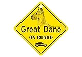 Great Dane ON BOARD カーサインボード：グレートデーン(立ち耳) 乗車中 ミニサイン 吸着盤つき Made in U.S.A [並行輸入品]