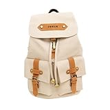 Korea Vintage Canvas Backpack Girl Women Shoulder School Satchel Bag Rucksack (Beige) [並行輸入品]