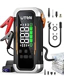 UTRAI ジャンプスターター 12V 車用 スターター 5000A ガソリン車・10L以下ディーゼル車対応 電動エアーポンプ (タイヤ空気入れ・送風／吸引対応) PD30W モバイルバッテリー LEDライト搭載 PSE取得 緊急用・非常用エンジンスターター