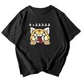 [qiaowa] アニメ Aggretsuko アグレッシブ烈子 tシャツ Tシャツ メンズ レディース 半袖 綿 黒 夏 丸襟 ゆったり おしゃれ 通勤 通学 おおきいサイズ プリントＴシャツ 面白い ブラック