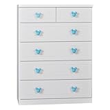 アルファタカバ ディズニー家具シリーズ セレクトミッキー 80cm幅5段ホワイト 取っ手スタンダードブルー