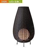 ガーデンライト デッキライト LED 電球色 100V ラタンスタンドライト４型 ダークブラウン 耐候性 プラグ付 エクステリア照明 屋外 照明器具 おしゃれ