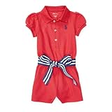 ポロ ラルフローレン コットン・ポロ半袖ロンパース[レッド](女の子6～9か月用）9Mサイズ [並行輸入品]