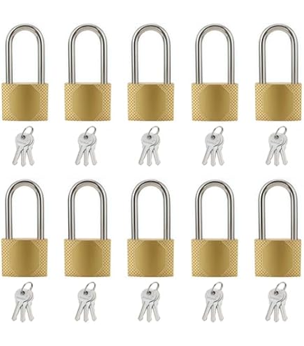 真鍮製 南京錠 10個セット 鍵付き Amazon.co.jp: 同じ鍵の小さなロック 10個パック 幅0.98インチ (25mm