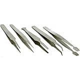 Stainless Steel Various Tipped 5pc Hobby Tweezers Set [並行輸入品]