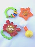 Baby Rattle, Teether and Toy Set from R-Kids. 4 Fun and Colorful Toys. These Quality Rattles will Pr