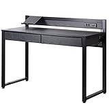 SINAPP ハイタイプパソコンデスク コンセント付き 引き出し2杯 USB トレー SIK1116 ブラック