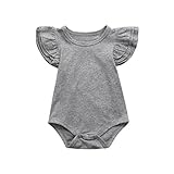 Aliciga ロンパース 新生児 ベビー服 かわいい 袖フリル 無地 半袖 女の子 翼の形 着ぐるみ Ｔシャツ 柔らかい生地 おしゃれ 写真 撮影 子供服 シンプル ボトムシャツ 出産お祝い ６ヶ月