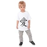 TaiJinShop '愛' 漢字 キッズ ラグラン Tシャツ Cotton Made (4 歳)
