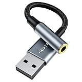 NOSTALSIC USB オーディオ 変換アダプタ 外付け サウンドカード USB 3.5mm ミニジャック DAC搭載 24bit/96KHz対応 4極 TRRS Windows/Mac OS/PS4/PS5/Linux/Chromebook等対応 【日本企業】 (メタリックグレー)