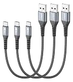 SUNGUY USB C ケーブル 0.3M 【3本セット】 QC3.0最大18W急速充電 タイプc ケーブル 30cm 短い type c ケーブル USB2.0データ転送 ナイロン編み 高耐久性 iPhone16 シリーズ/Galaxy S24 ultra/iPad Pro/iPad air 5 /Xperiaその他USB-C機器対応 グレー