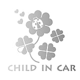 デザイン工房ＳＩＧＮＳ 車ステッカー Child in car 11 綺麗にはがせる 車 ステッカー 四つ葉 クローバー シルバー