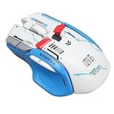 ワイヤレスゲーミングマウス、2.4G/有線/Bluetooth 3モード、4000 DPI、RGB、10マクロプログラム可能ボタン、Windows用、IOS用、Android用 (白)
