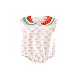 Cutelove 子供服 ロンパース カバーオール ガールズ 女の子 綿 夏 スイカ柄 キッズ 可愛い 半袖 ベビー 新生児 おしゃれ