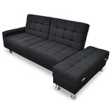 ソファーベッド 収納 【コンフォルト ファブリック ブラック】 3人掛けソファー シングルベッドサイズ ソファーベット 幅：205cm （KIC）