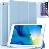 GWAAN【強化ガラスフィルム付き(ブルーライトカット)】iPad 10.2インチ 第９世代 第８世代 第７世代 (2021/2020/2019) と互換性あり 角が割れないシリコンソフトケース 三つ折り保護カバー Pencil収納タイプ ペンシル 自立スタンド・オートスリープ機能 パステルカラー A2197 A2200 A2198 A2270 A2428 A2429 A2430