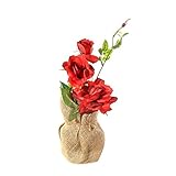 Luyue 枯れない バラ 鉢植え造花 母の日ギフト 家庭やパーティ飾り (赤)